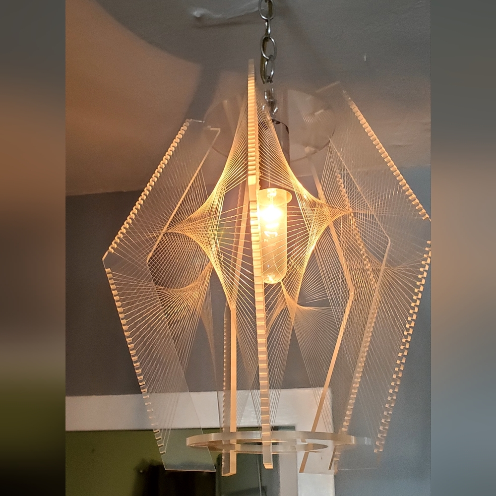 MCM Geometric Spider Lucite Monofilament Pendant Lamp